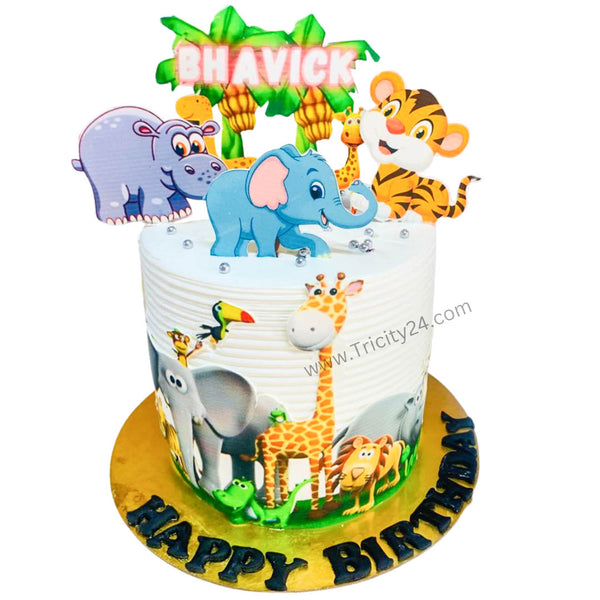 (M556) Jungle Theme Vanilla Cake (1 Kg).
