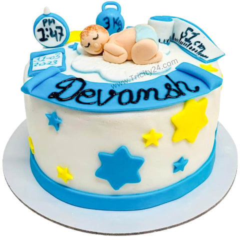 (M568) New Born Baby Theme Cake (1 Kg).