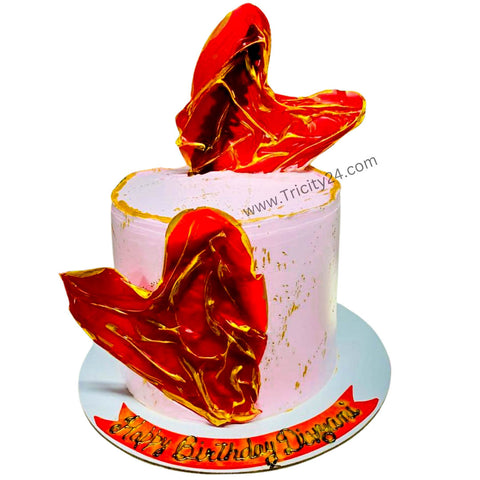 (M572) Strawberry Love Theme Cake (1 Kg).