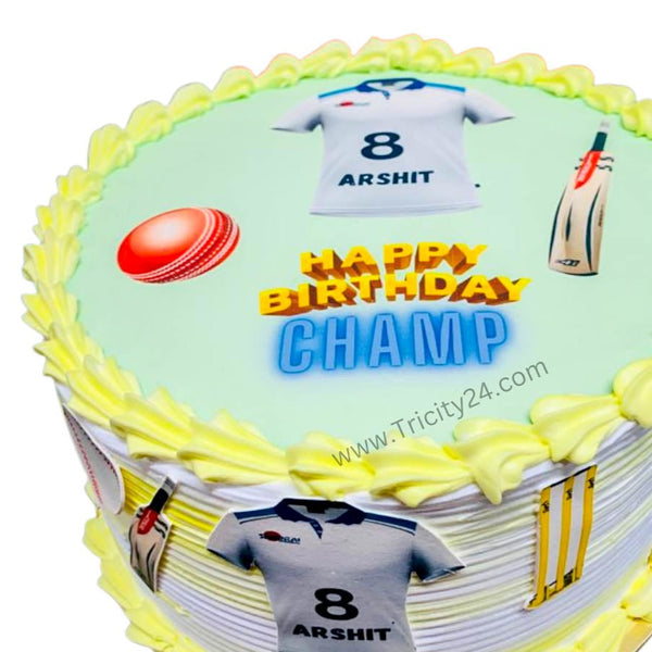 (M577) Cricket Theme Photo Cake (1Kg).