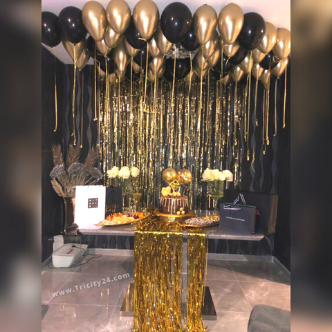 Birthday Golden & Black Balloons Decoration (P269).