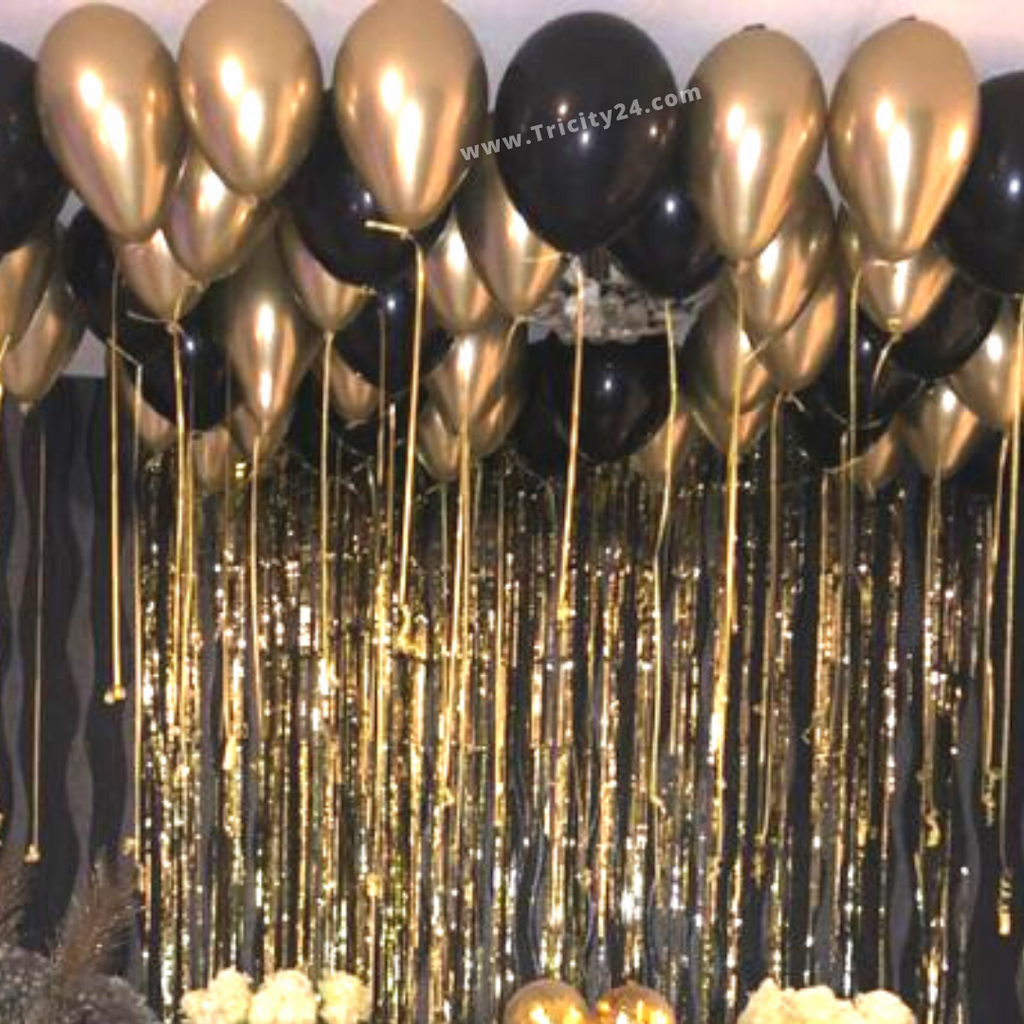 Birthday Golden Black Balloons Decoration P269 . Tricity 24