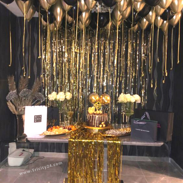 Birthday Golden & Black Balloons Decoration (P269).