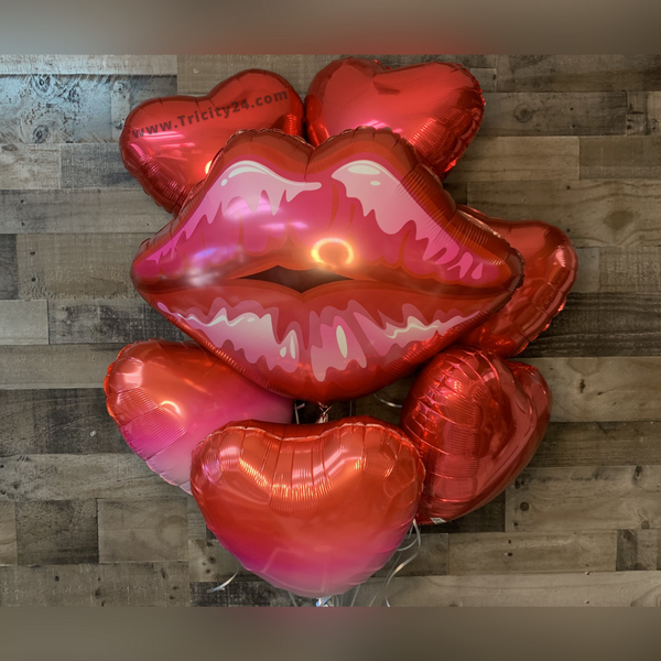 Helium Red Heart Foil Balloon Bouquet Decoration (P289).