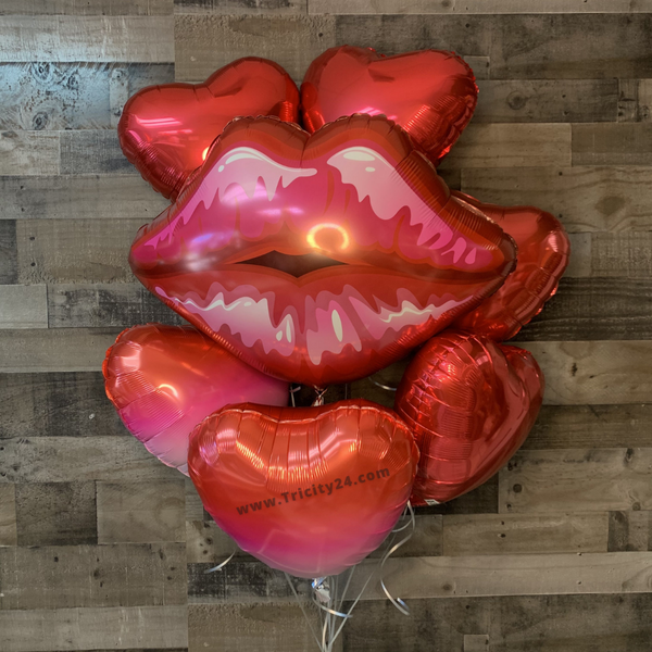 Helium Red Heart Foil Balloon Bouquet Decoration (P289).
