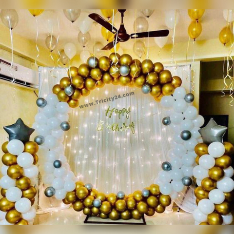 Golden & White Birthday Party Decoration (P354).