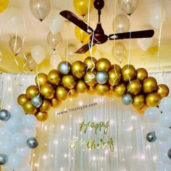 Golden & White Birthday Party Decoration (P354).