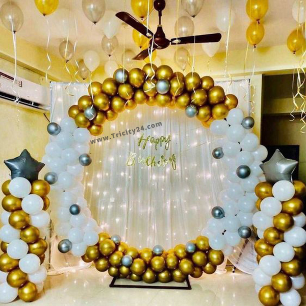 Golden & White Birthday Party Decoration (P354).