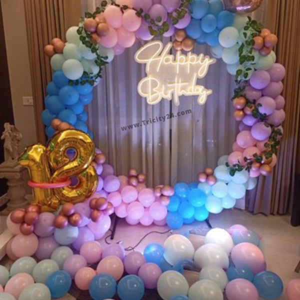 Pastel Balloons Birthday Party Ring Decoration (P433).